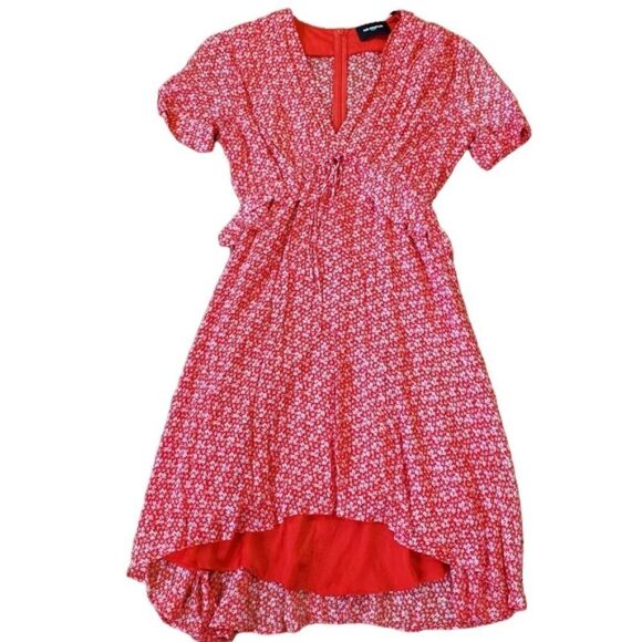 New The Kooples Red Ditsy Flowers Spring Liberty Dress Fit Flare PInup 1 / S - Picture 4 of 9